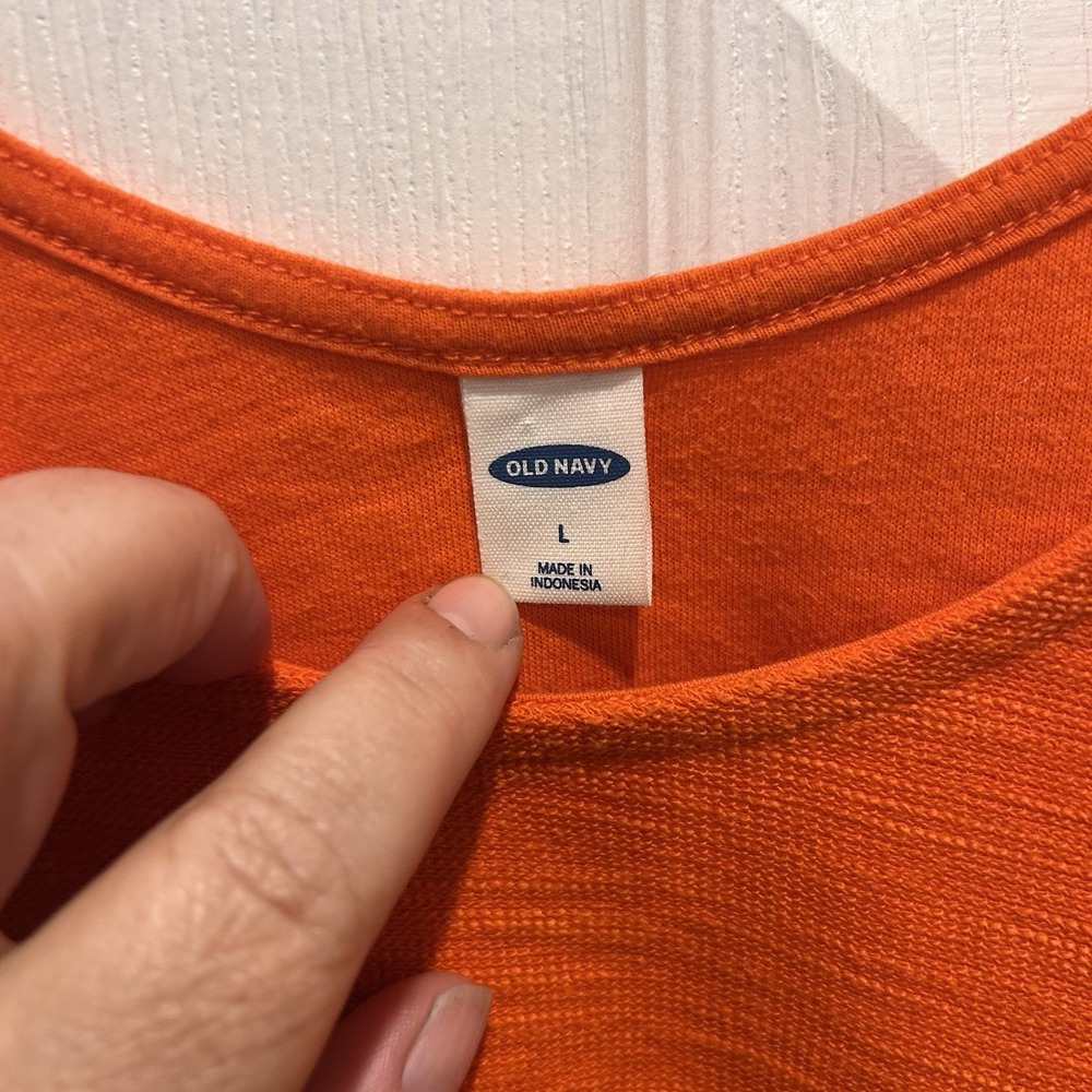 Old Navy Cropped Tank Top Womens Large Orange Sleeveless Casual Summer Cotton - Picture 2 of 5